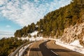 Curved road at the mountains in winter Royalty Free Stock Photo