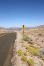 Curved road sign in Death Valley National Park Royalty Free Stock Photo