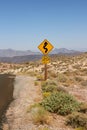 Curved road sign in Death Valley National Park Royalty Free Stock Photo