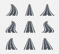 Curved road symbols. Highway and roadway sign illustration