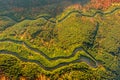 Curved road trough autumn forest Royalty Free Stock Photo