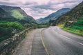 Curved road in Welsh countryside