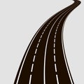 Curved road with white lines. Royalty Free Stock Photo