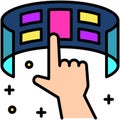 Curved screen with hand icon, Metaverse related vector Royalty Free Stock Photo