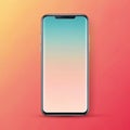 Curved Screen Smartphone Mockup with Gradient Display on Orange- Red Background mobile phone Royalty Free Stock Photo