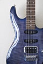 Curved section of blue guitar Royalty Free Stock Photo