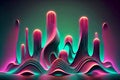 curved and sinuous waves with three-dimensional shape in form of 3d render neon background