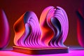 curved and sinuous waves with three-dimensional shape in form of 3d render neon background