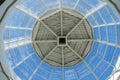 Curved Skylight Glass Roof or Ceiling of Dome with Geometric Structure Steel in Modern Contemporary Architecture Style