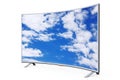 Curved Smart LCD Plasma TV or Monitor with Sky View. 3d Rendering