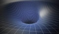 Curved spacetime caused by gravity of blackhole. 3D rendered illustration Royalty Free Stock Photo