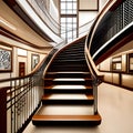 Curved staircase in modern building