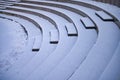 Curved steps covered in snow. Royalty Free Stock Photo