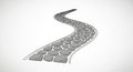 Curved stone pathway illustration with a white background. The path consists of irregular, grey Royalty Free Stock Photo
