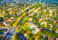 Curved Streets Modern Layout Suburban Neighborhood outside Austin Texas Aerial View Royalty Free Stock Photo