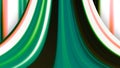Curved strip with colored stripes. Motion. Animation with abstract slide made of multicolored lines. Rising strip with