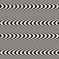 Curved striped wavy lines seamless pattern, optical illusion effect. Royalty Free Stock Photo