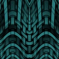 Curved stripes pattern turquoise dark green gray black dimensional