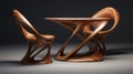 Curved Table And Chairs By Oscar De Moura - Realistic Hyper-detailed Rendering