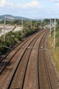 Curved track on West Coast Main Line, Hest Bank Royalty Free Stock Photo