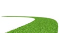 Curved walkway, green lawn on white background,3d rendering