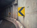 Curved Warning Signs Area underneath the bridge Royalty Free Stock Photo