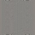 Curved wavy lines seamless pattern. Dynamical 3D effect, illusion of movement. Royalty Free Stock Photo