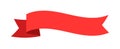 Curved wavy red banner ribbon vector design on white