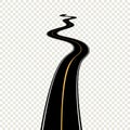 Curved winding road with white markings. Vector illustration eps