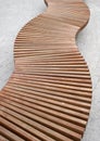 Curved wood bench