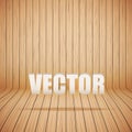 Curved wooden background interior. Vector