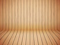 Curved wooden background interior. Vector