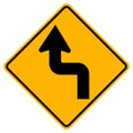 Curves ahead Left Traffic Road Sign,Vector Illustration, Isolate On White Background Symbols, Label. EPS10 Royalty Free Stock Photo