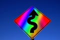 Curves Ahead Rainbow Sign Royalty Free Stock Photo