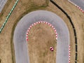 Curves on karting race track, aerial view background Royalty Free Stock Photo