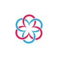 Curves linked star flower logo vector