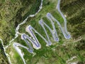 Curves of the Spluegen Pass in Switzerland. Aerial view