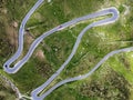 Curves of the Spluegen Pass in Switzerland. Aerial view