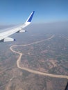 Curvey dry river from the flight window