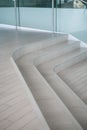 Curvilinear stairs. Top view of modern architecture detail. Refined fragment of contemporary office interior, public