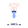 Curvilinear ultrasound probe transducer sonography diagram illustration