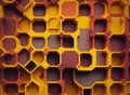 Curvilinear yellow abstraction in the form of honeycombs