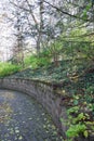 Curving Concave Stone Wall with Ivy Groundcover, Vertical