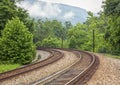 Curving Double Railroad Tracks Royalty Free Stock Photo