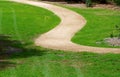 Curving pathway through grass.