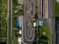Curving race track view from above, Aerial view car race asphalt track and curve. Bogor, May 31, 2021 Royalty Free Stock Photo