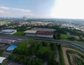 Curving race track view from above, Aerial view car race asphalt track and curve. Bogor, May 31, 2021 Royalty Free Stock Photo