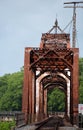 Curving Railroad Tracks Cross Bridge Royalty Free Stock Photo