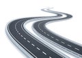 Curving Roadways with Guardrails in a Digital Illustration Royalty Free Stock Photo
