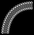 Curving train track, rail track silhouette isolated